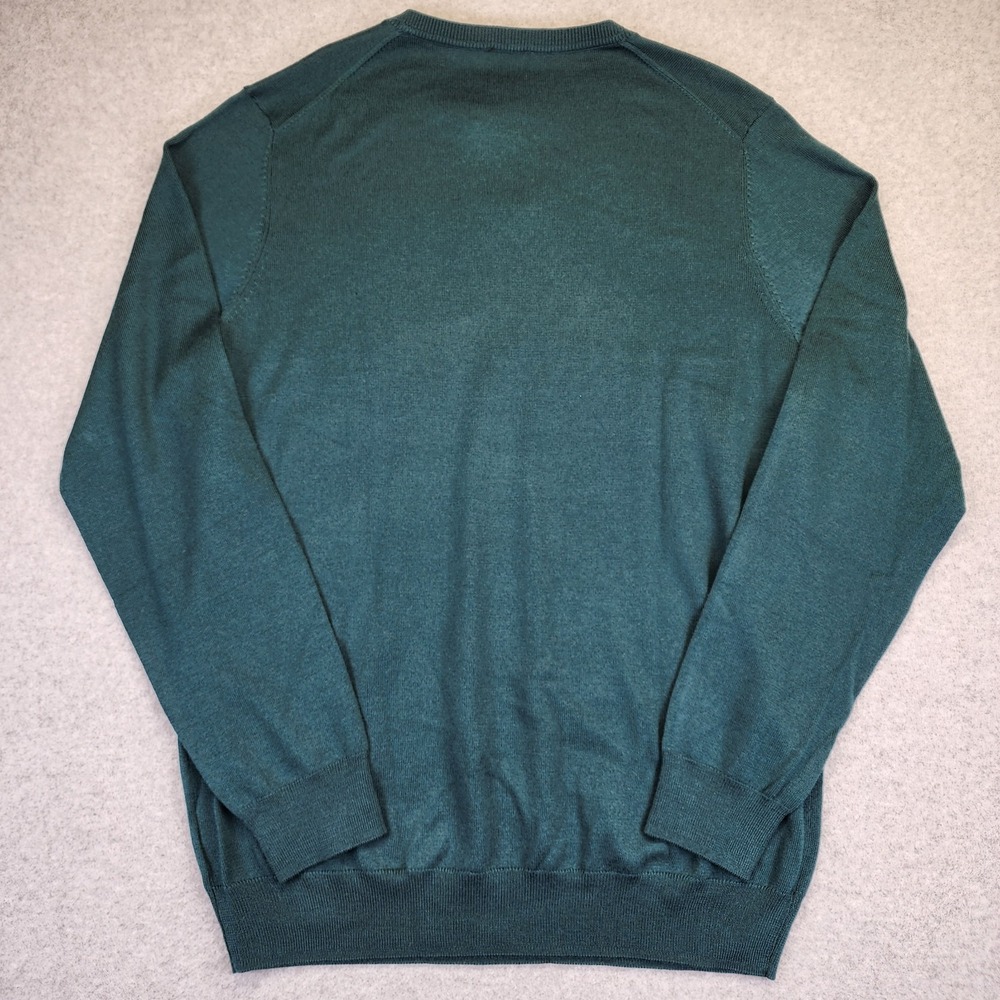 Jos A Bank Traveler‎ Mens XLT 100% Merino Wool V Neck Green Sweater Classic - Picture 3 of 7